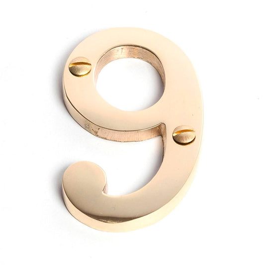 Sandleford Brass House Number 9 - 75mm - Weather-Resistant - Durable