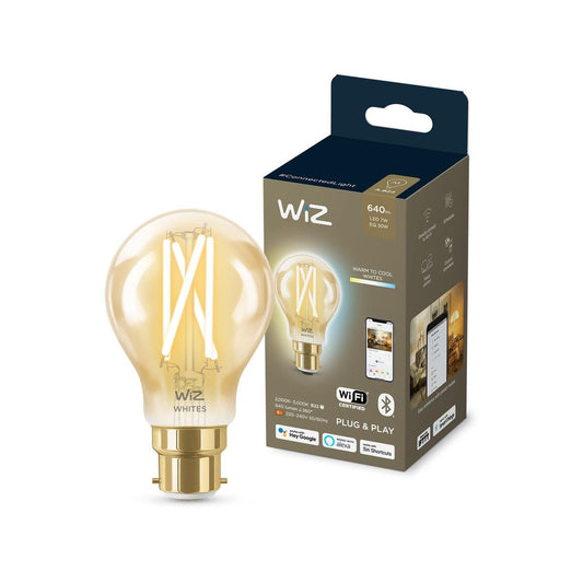 Wiz A60 B22 LED Filament Globe 7W 640lm Tunable White - Smart Dimming