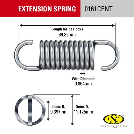 Century Spring Corp Extension Spring 11 x 69mm - 2 Pack - Durable, Flexible – view 2 - Auzzistore