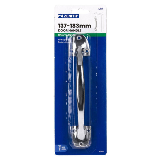 Zenith Door Handle - 195mm - Zinc Alloy - Heavy Duty Chrome Plated