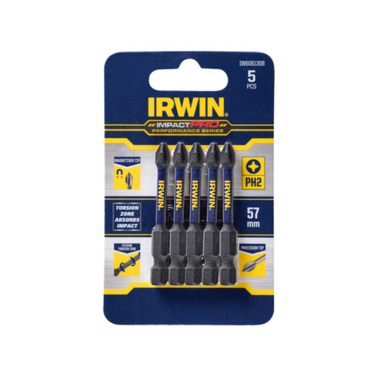 Irwin Impact Bits - 57mm - Magnetised - High Torque Performance - 5 Pack - Auzzistore
