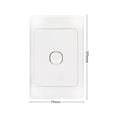 Deta White 1 Gang Vertical Switch - Polycarbonate - 2 Way Switching