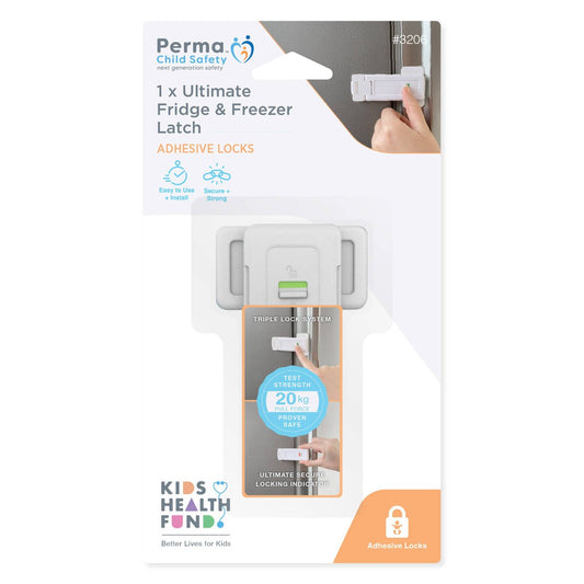 Perma Child Safety Ultimate Fridge Freezer Latch - 1 Pack - 37mm x 100mm - Secure Lock