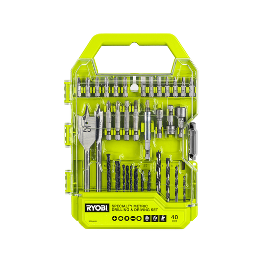 Ryobi 40 Piece Specialty Metric Drill and Drive Set - 170mm x 245mm - Versatile Bits - Auzzistore