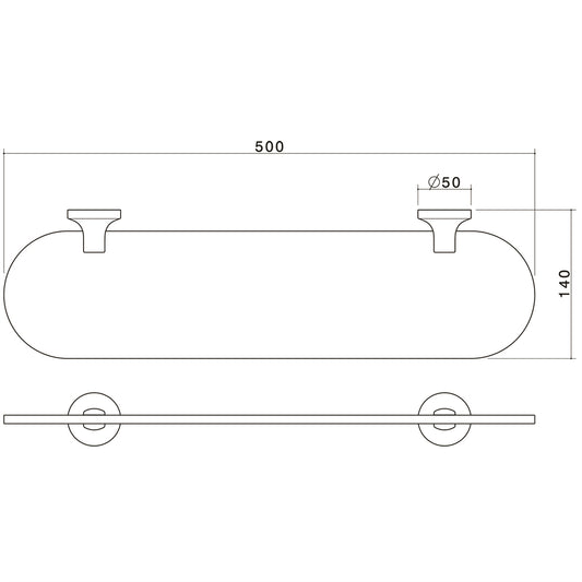 Caroma Sahara Glass Shelf - 500mm Brass Chrome - Easy Installation