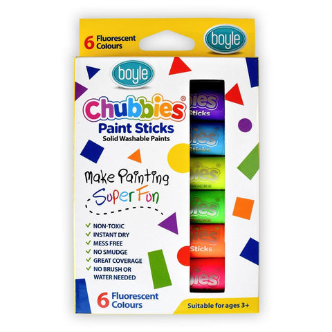 Boyle Chubbies Paint Sticks - 6 Pack - 25mm x 180mm - Fluorescent - Auzzistore