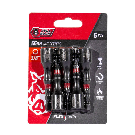 Full Boar 3/8" Magnetic Impact Nut Setters 5 Pack - 65mm - Durable & Strong - Auzzistore