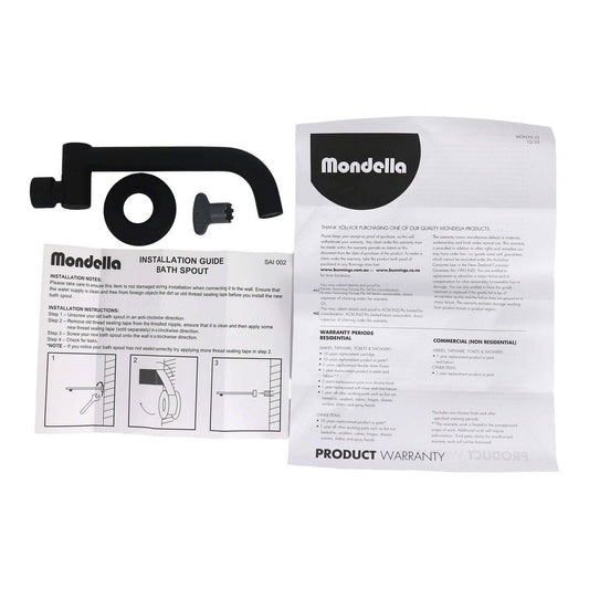 Mondella Swivel Bath Spout - Matte Black - 185mm Reach - Flexible Design – view 2