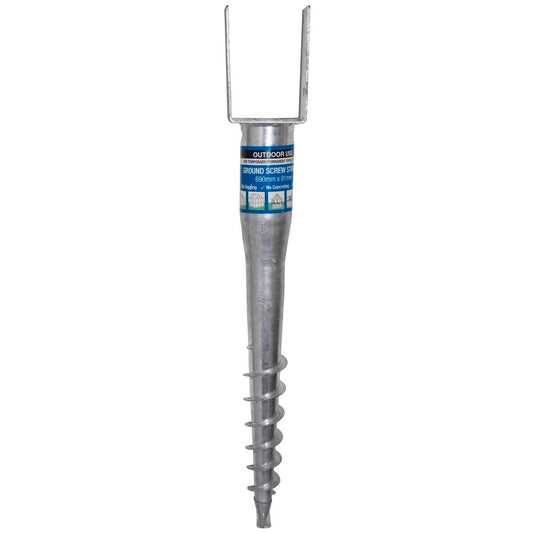 Otter Ground Screw Stirrup - 690mm x 90mm - Hot Dipped Galvanised - Coarse Thread - Auzzistore