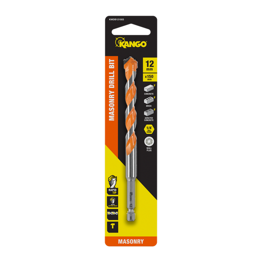 Kango 12mm x 150mm Masonry Drill Bit - Durable Carbide Rapid Tip - Auzzistore