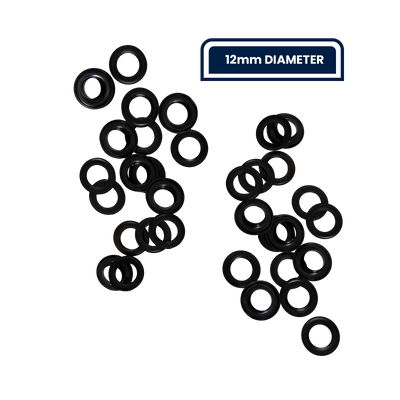 Grunt 12mm Black Webbing Grommets Heavy Duty Metal Pack of 50