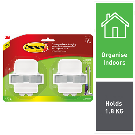Command Broom Gripper 1.8kg Plastic 2 Pack Damage-Free Storage – view 2