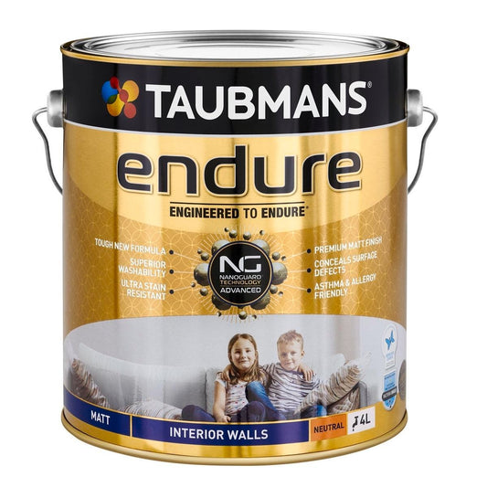 Taubmans 4L Neutral Matt Endure Interior Walls Paint - Stain Resistant - Low Odour - Auzzistore