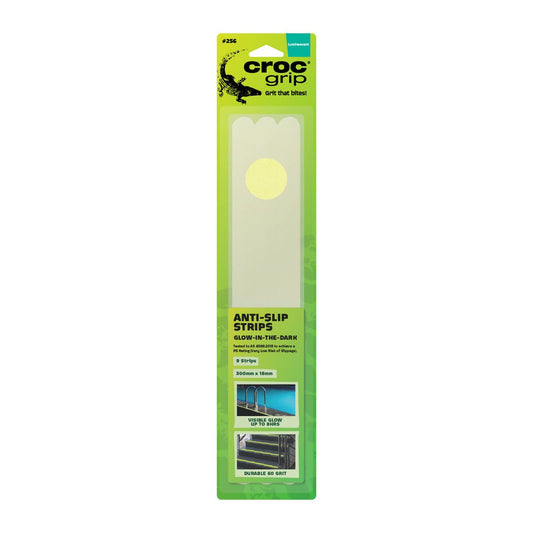 Croc Grip Glow-in-the-Dark Anti-Slip Grit Strips 300mm x 18mm 9 Pack - Auzzistore