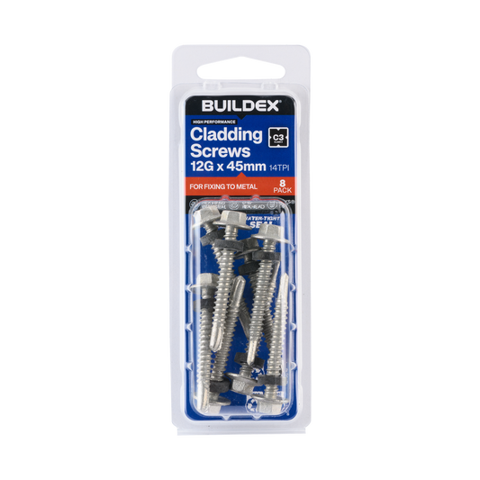 Buildex 12g x 45mm Roofing Teks Screws - 8 Pack - Class 3 Corrosion Protection - Auzzistore