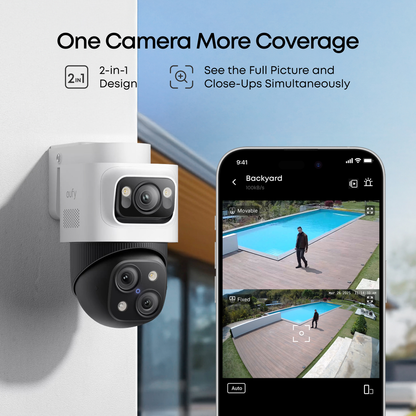 Eufy S4 NVR PoE PTZ Add-On Camera - 4K Wide-Angle & 2K PTZ - Auto-Tracking