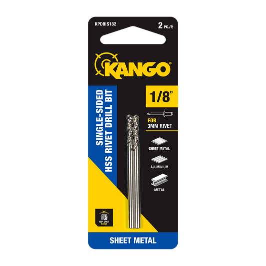 Kango 1/8” HSS Single-Sided Rivet Drill Bit 2 Pack - Precision Drilling - Auzzistore