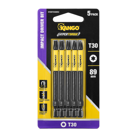 Kango 89mm TX30 HYPERTORQUE Impact Driver Bit 5 Pack - High Torque - Durable - Auzzistore
