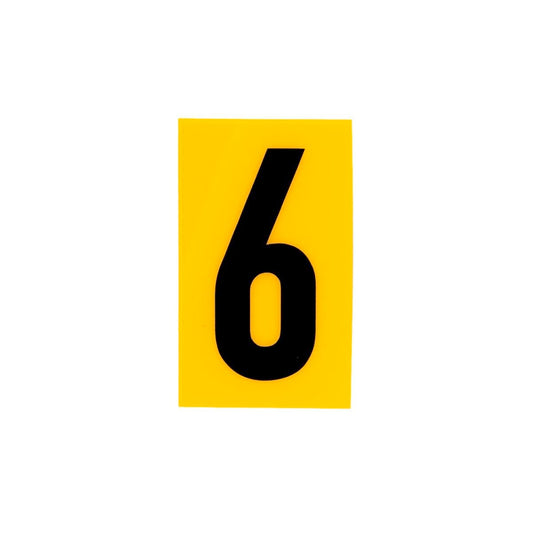 Sandleford Self Adhesive House Number 6 - 60mm Yellow Polycarbonate - Auzzistore