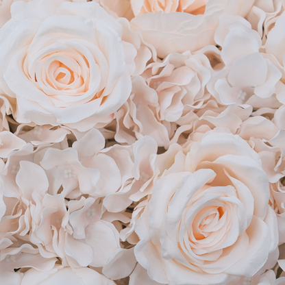 UN-REAL 50cm Blush Artificial Flower Wall Tile - Pink Roses & Hydrangeas, Easy Install