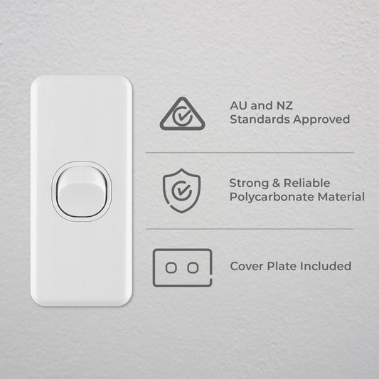 Deta Single Architrave Switch - 1 Gang - Polycarbonate - Classic Design – view 2 - Auzzistore