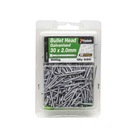 Paslode Bullet Head Nails 30mm Galvanised Steel 500g Pack - Auzzistore