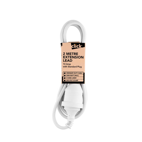 Click 2m White Extension Lead - 2m - Auzzistore