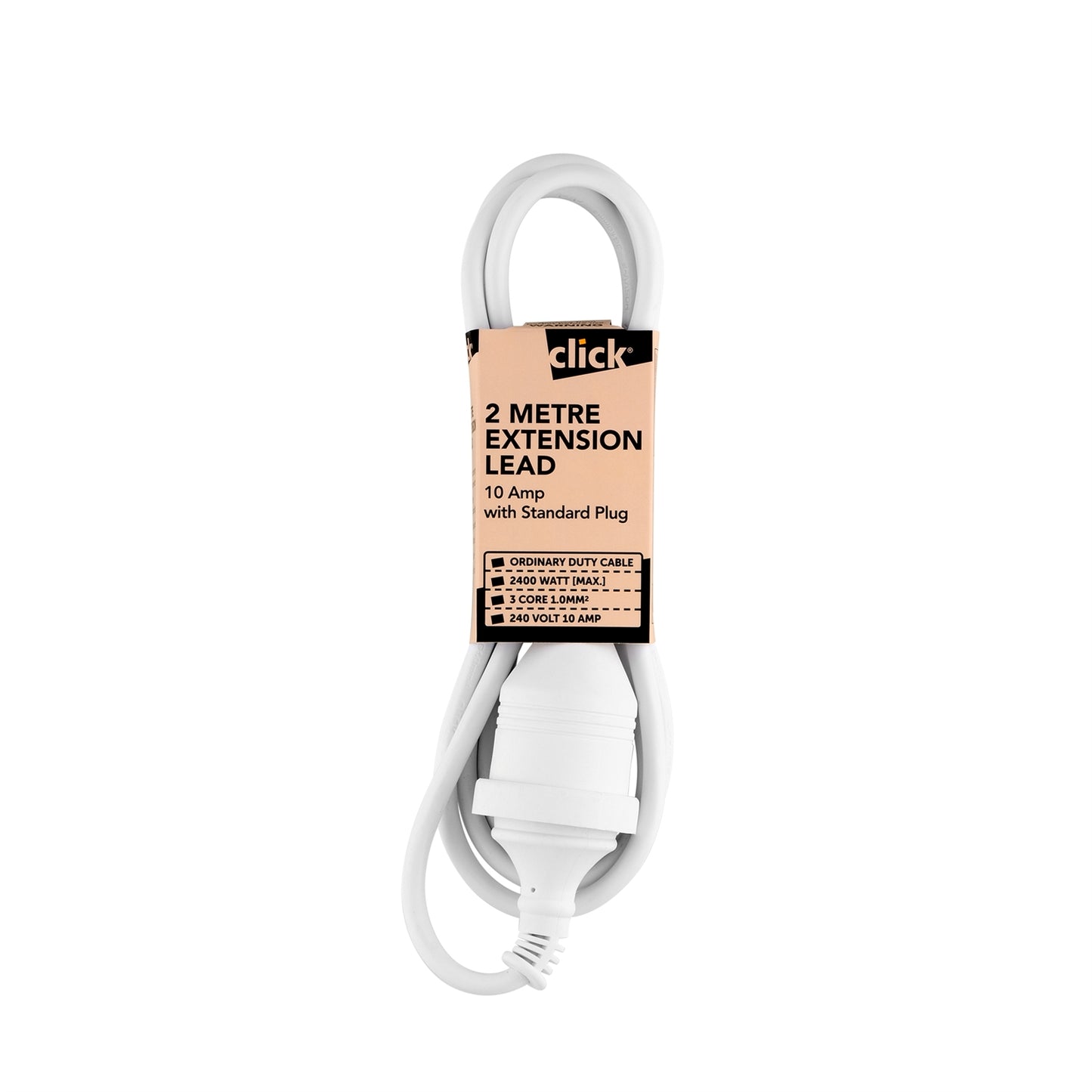 Click 2m White Extension Lead - 2m
