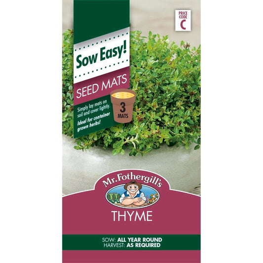 Mr Fothergill Thyme Seed Mat 75mm x 145mm Easy To Grow Herb - Auzzistore