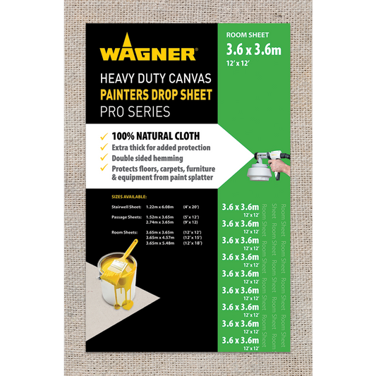 Wagner Heavy Duty Canvas Drop Sheet 3.65 x 3.65m Tear Resistant - Auzzistore