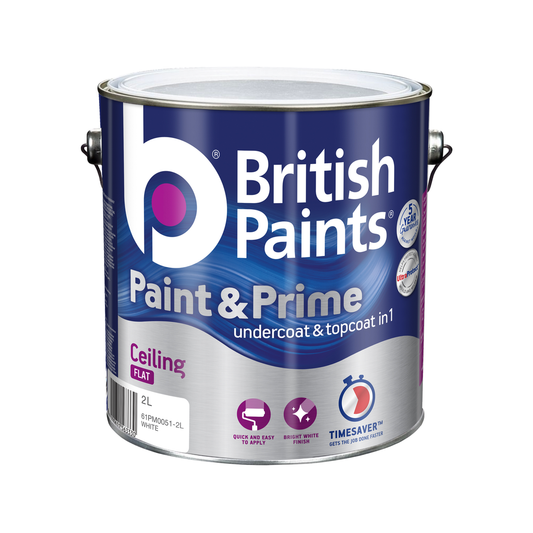 British Paints Ceiling Paint - 2L - Water - Mould Resistant - Auzzistore