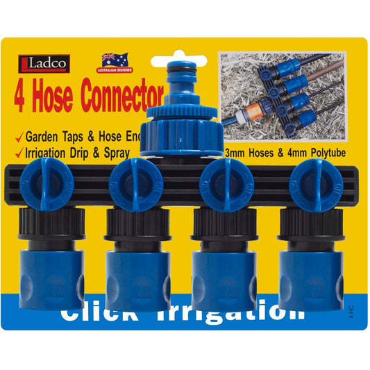 Ladco Hose Connector - 4 Outlet - Plastic - Outdoor Use - Auzzistore