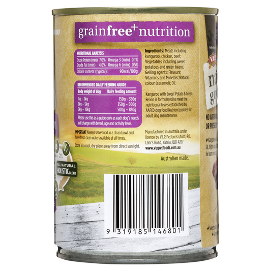 Natures Goodness Kangaroo Wet Dog Food 400g - Sweet Potato & Green Beans - Grain Free - 12 Pack – view 2