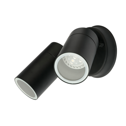 Brilliant Lighting Coolum Black Twin Head Exterior Wall Light - 2 Heads - Stainless Steel - Weather Resistant