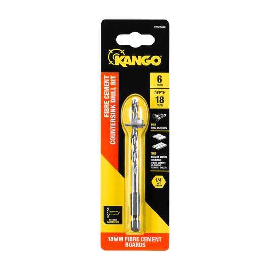 Kango 6 x 18mm Fibre Cement Countersink Drill Bit - Durable Carbide Tip - Auzzistore