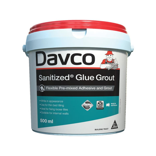 Davco Sanitized Glue Grout 500ml - White - Pre-Mixed Adhesive & Grout
