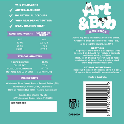 Art Bob Peanut Butter and Carob Pieces - 200g - Creamy Texture - Versatile