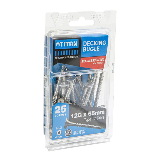 Titan 12g x 65mm Decking Screws - Stainless Steel 304 - Pack of 25 - Strong Hold – view 2 - Auzzistore