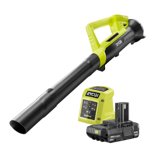 Ryobi 18V One Jet Blower 200CFM 2Ah Kit - Lightweight - Efficient Outdoor Cleaning