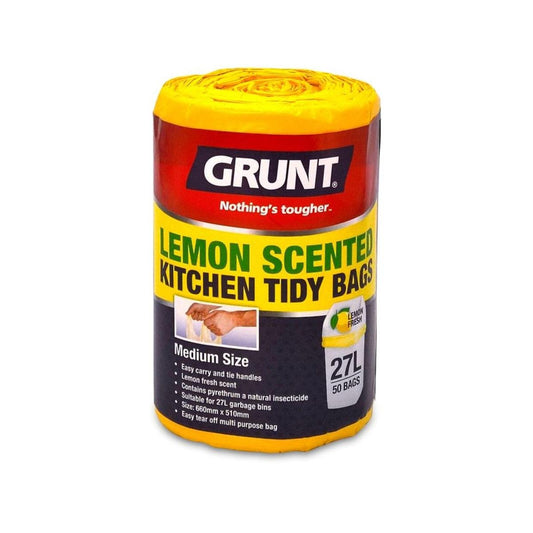 Grunt 27L Lemon Scented Kitchen Tidy Bags 50 Pack HDPE Strong Durable