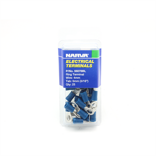Narva Blue Flared Vinyl Insulated Ring Terminal 4mm 5mm 25 Pack - Auzzistore