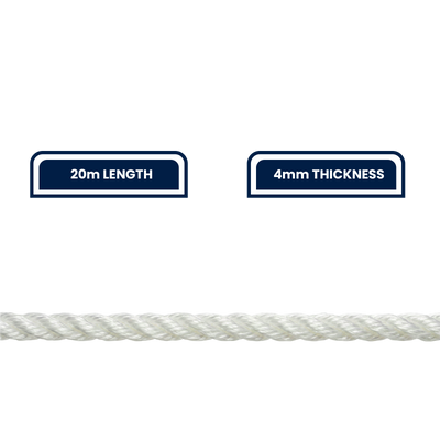 Grunt Supersilver Rope 4mm x 20m White Polypropylene Weather Resistant