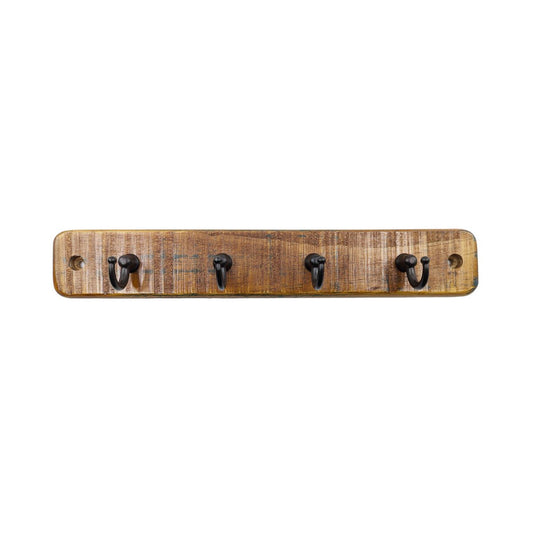 Adoored 4 Hook Rustic Board Key Rack - 245mm x 40mm x 10mm - Black – view 2