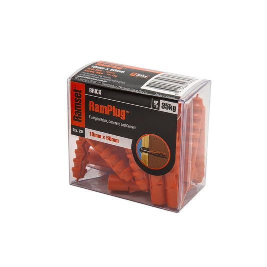 Ramset Nylon Anchor Ramplug 10 x 50mm 20 Pack Light Duty Benefits - Auzzistore