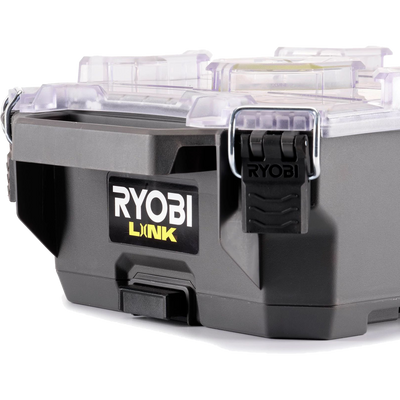 Ryobi Link Small Compact Parts Organiser - 267mm x 127mm x 508mm - IP65 Water Resistant - Detachable Bins