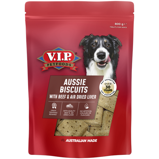 Vip Liver Dog Treat Biscuits - 800g - Beef & Air-Dried Liver - Australian Made - Nutritious Snack