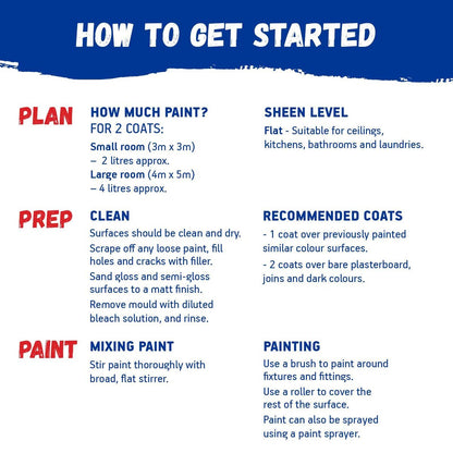 British Paints Ceiling Paint Prime White 4L Water Mould Resistant