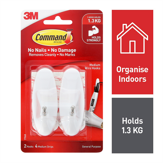 Command Medium Wire Hooks - 30mm x 75mm - Plastic - Damage-Free - 2 Pack – view 2