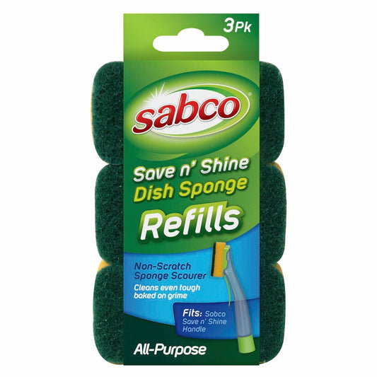 Sabco Save N Shine Sponge Refill - 3 Pack - Plastic - All Purpose