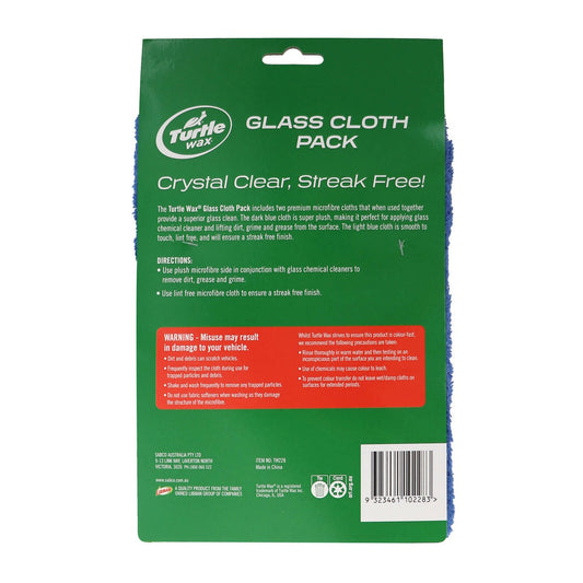 Turtle Wax Glass Cloth 2 Pack - 45 x 45cm - Dark Blue & Light Blue - Streak-Free Cleaning – view 2